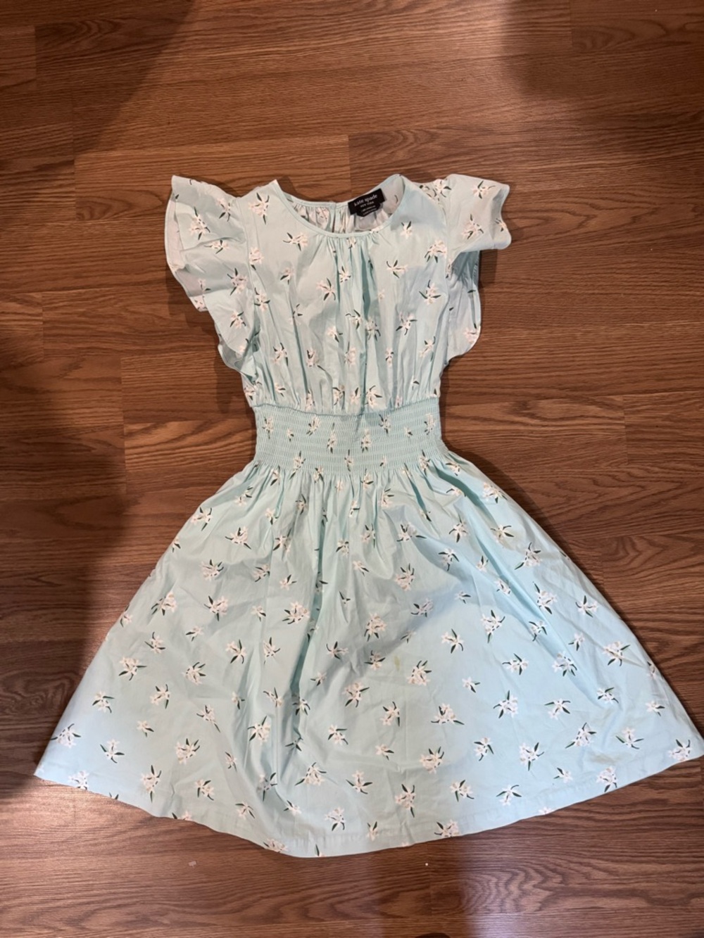 Light Blue Floral Dress with Smocked Waist